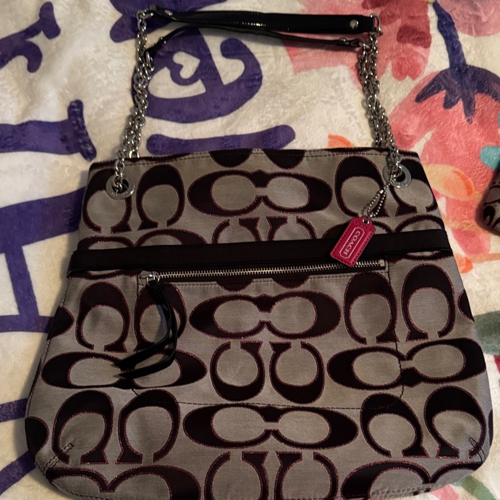 Coach Signature Gray, Black, and Pink Glitter Women's Bag Set - Picture 5 of 16